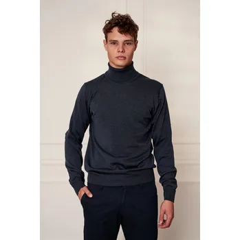 Pánský svetr Pánský bavlněný rolák Barva: Tmavě modrá, Velikost: M, Střih: REGULAR FIT