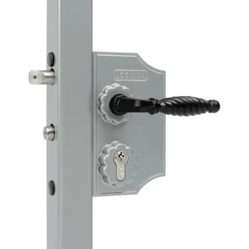 Příslušenství pro plot Velký ozdobný zámek LOCINOX LAKQ H2 | pro hranatý profil 40-60 mm | stříbrná ALUM