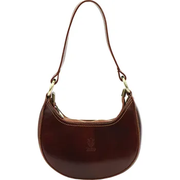 Kabelka Hnědá střední trendy kožená kabelka ve stylu baguette