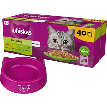 Krmivo pro kočku Whiskas výběrové menu v želé 40 x 85 g + Miska pro kočky WHISKAS GRATIS