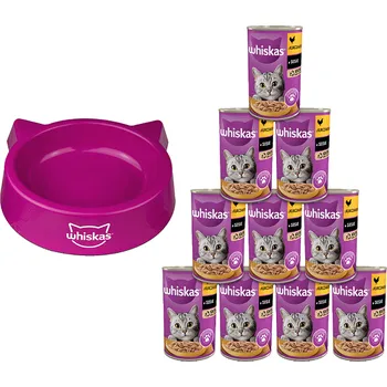 Krmivo pro kočku WHISKAS Adult kuře 10x400g + Miska pro kočky WHISKAS GRATIS !!