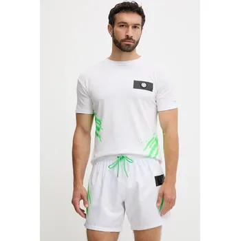 Bavlněné tričko PLEIN SPORT pánské, bílá barva, s potiskem, PS25MTS02 00X, vel. M