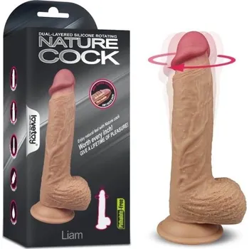 Vibrátor Lovetoy Dual layered Silicone Rotating Nature Cock Liam Flesh