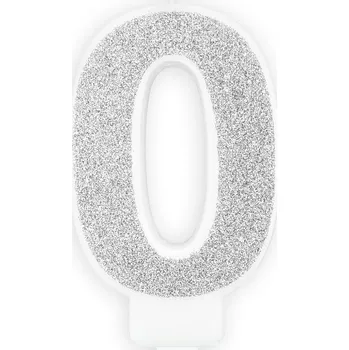 PARTYDECO Svíčka na dort stříbrná 0