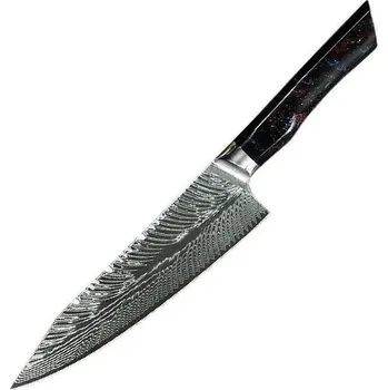 Damaškový kuchyňský nůž YO 37406 Kiritsuke Chef/Červená/Modrá