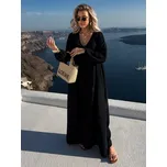 Černé mušelínové dlouhé oversize šaty CHASTE Velikost: ONESIZE