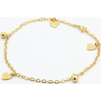 Náramek Prosperk Ocelový řetízek na nohu se srdíčky zlatý S3498