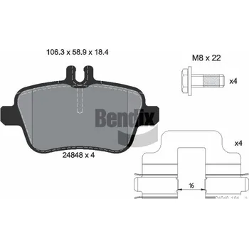 Brzdová destička Sada brzdových destiček, kotoučová brzda BENDIX Braking BPD1576