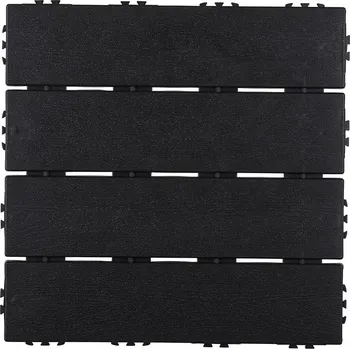 Venkovní dlažba Balkónová plastová dlažba HESTRA WoodLook 30 x 30 x 1,2 cm Barva: Černá