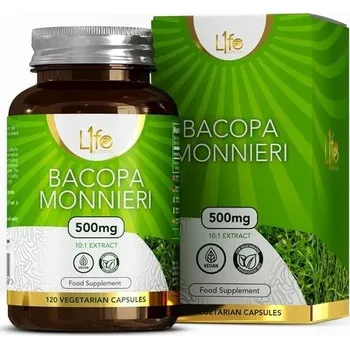 LN Bacopa Monnieri kapsle | 120 kapslí veganský extrakt z bakopy, vysoká dávka Brahmi – 500 mg