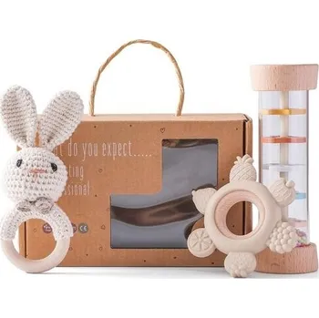 Sada chrastítek pro miminka 0, 3, 6, 9 měsíců - 3dílná sada chrastítek na prořezávání kousátek s