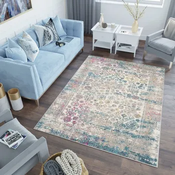 Koberec Kusový koberec AZUR vintage - šedý/růžový/modrý