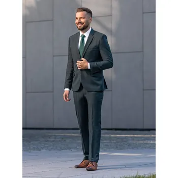 Pánské kalhoty FERATT Pánský oblek DAKOTA Z kostkovaný zelený Velikost: 176/54