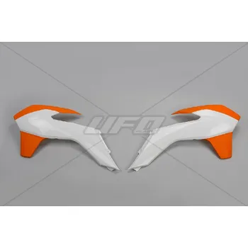 Autodíl UFO kryty chladiče KTM SX/SXF 13-15, EXC 14-16 barva bílá/oranžová (UFO kryty chladiče KTM SX/SXF 13-15, EXC 14-16 barva bílá/oranžová)