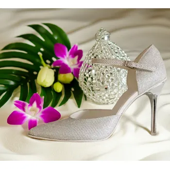 Dámské lodičky Elegantní svatební boty - bílo/stříbrné Velikost obuvi: 36