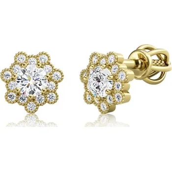 Náušnice Couple, Peckové náušnice Melanie, žluté zlato se zirkony, Šroubek, 585-66-3-0425.0Z00.0.00.001.05