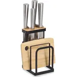 Zeller Present Stojánek na nože, stojan na krájecí desky, černý kov, bambus