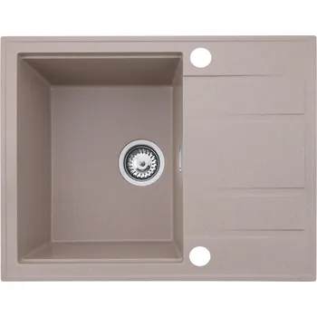 Granitový dřez Gamma Modern 6550, 1-komorový granitový dřez 650x500x210 mm s krátkým odkapávačem, béžová, GMA-ZLE000091