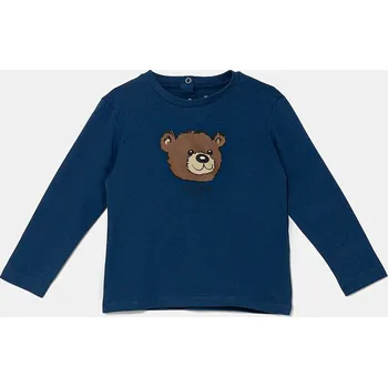 Chlapecké tričko Dětské bavlněné tričko s dlouhým rukávem Guess modrá barva, s potiskem, I5YI02 K8HM4 I5YI02.K8HM4.9BYA 55X, vel. 62-68