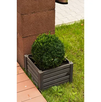 Truhlík Vingo Zahradní dřevěný truhlík čtvercový - šedý, 38 x 38x 25 cm, 2. jakost