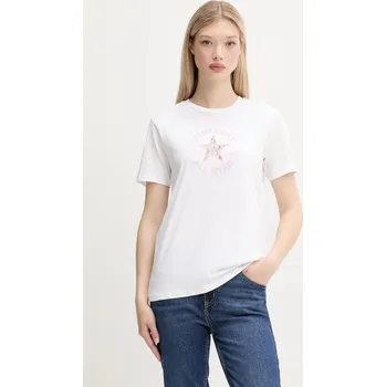 Dámské tričko Bavlněné tričko Converse dámské, bílá barva, 10027751-A01 10027751.A01 00X, vel. XXS