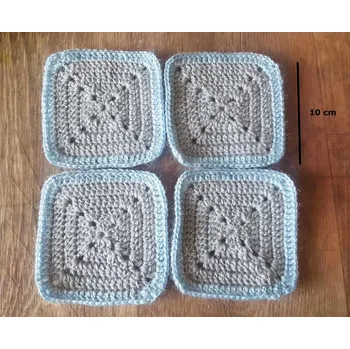 Svíčka Háčkovaná sada 4 ks podložek - šedé s modrým