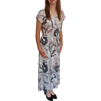 Dámské šaty Dlouhé šaty Pratto šedé s listy velikost pratto: 38