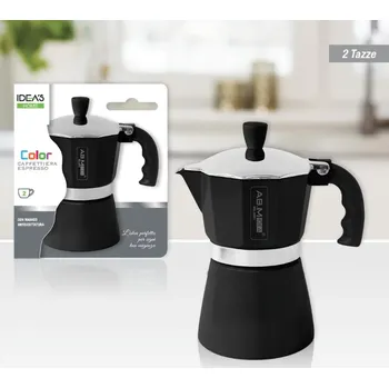 Moka konvice Italská Moka Espresso kávovar 2 šálky Hliníková Černá AB.M Idea Milano