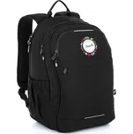 Topgal Studentský batoh RONY 23026G – dvoukomorový školní batoh černý s výšivkami květů, ergonomický, pro studenty od 145 cm