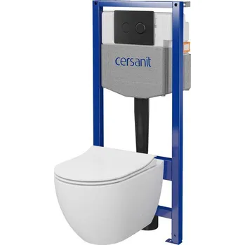 WC sada CERSANIT GARDA SYSTEM 50 pneumatická podomítková sada, mísa, sedátko, černé tlačítko S701-762