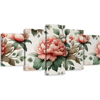 Obraz Dovido 5-dílný obraz pivoňky v jemných tónech
