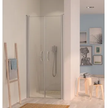 Sprchové dveře EBS Urbanis Lítací dveře 80 cm dvoukřídlé do niky, stříbrná lesk/čiré sklo