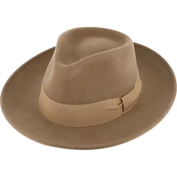 Klobouk Fiebig - Headwear since 1903 Klobouk vlněný od Fiebig s širší krempou - béžový s béžovou stuhou Velikost: 61 cm (XL)