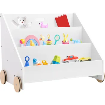 Úložný box Tempo Kondela Dětská knihovna s kolečky, bílá, BERUS