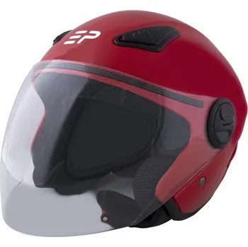 Helma na motorku PŘILBA ELEKTROPOWER NA SKÚTR S HLEDÍM ČERVENÁ