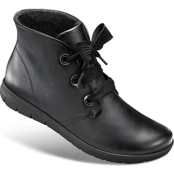 Dámská zdravotní obuv Dámské bootie s dekorativním šněrováním, hladká useň, černá: 40