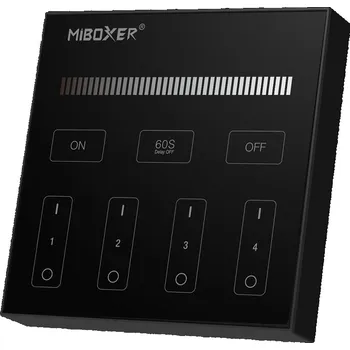 vypínač MiBOXER - 4KR RF bezdrátový nástěnný ovladač 2xAAA pro jednobarevné osvětlení Mi-Light černý B1-B