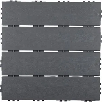 Dlažba Balkónová plastová dlažba HESTRA WoodLook 30 x 30 x 1,2 cm Barva: Šedá