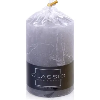 Svíčka Sloupová rustikální svíčka, 70 x 100 mm, šedá