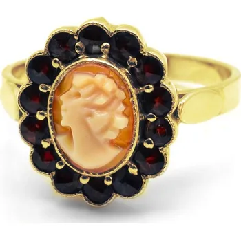 Prsten Stříbrný prsten Camaieu český granát - 49, Zlacení