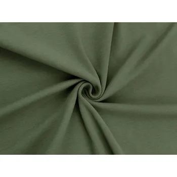 Úplet bavlněný elastický hladký / náplet METRÁŽ - 43 (EMT46) zelená khaki