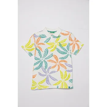 Dětská bavlněná polokošile United Colors of Benetton 36Y4C301W.G.Seasonal bílá 00X, vel. 130