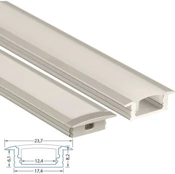 LED osvětlení MCLED Vestavný hliníkový profil VS, 24x8 mm, včetně matného difuzoru, 1 m