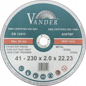 Řezný kotouč Řezací kotouč na kov Vander 230 x 22,2 mm
