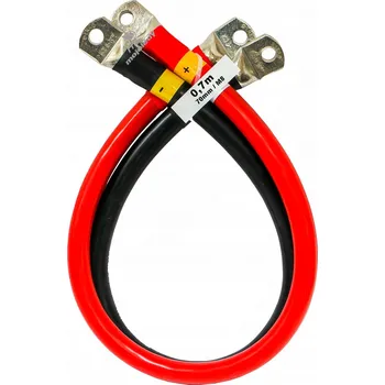 elektrický kabel Sada 2x 70cm kabel LGY 70mm² s oky M8 pro akumulátory, zalisované koncovky, 0,7m