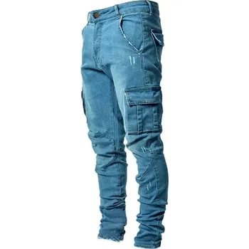 Pánské úzké džíny s kapsami – zeštíhlující efekt Barva: Tmavě Modrá, Velikost: M