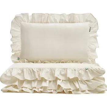 Povlečení SADA POVLEČENÍ S VOLÁNEM 160x200 + 2XPOVLEČENÍ 80x70 BAVLNA PŘÍRODNÍ