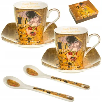 Porcelánový hrnek Šálek Queen Isabell Gustav Klimt Polibek 80 ml 2 ks
