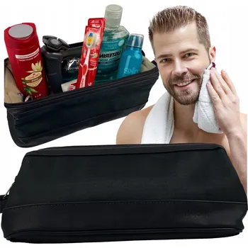 Kosmetická taška Kosmetická taštička KREOleo Kosmetická taštička velká unisex voděodolná kufřík černá