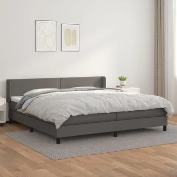 Postel vidaXL Box spring postel s matrací 200 x 200 cm umělá kůže [3130739] Barva: Šedá